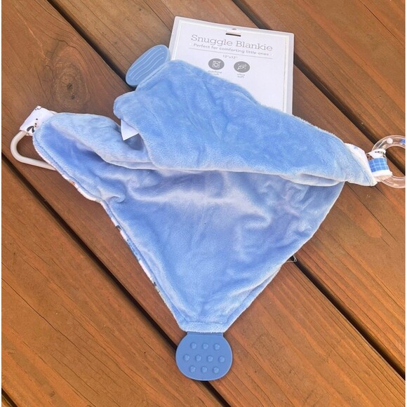 Modern Baby Snuggle Blankie Blue Puppy Dog Lovey Rattle Teether Vehicle Cars New - Picture 5 of 6